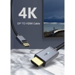 CABLETIME καλώδιο DisplayPort σε HDMI AV585, με LED, 4K, 1.8m, μαύρο