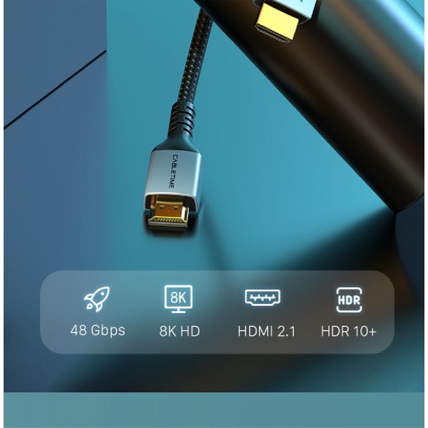 CABLETIME καλώδιο HDMI 2.1 HM8K, 28AWG, 8K/60HZ, 2m, μαύρο