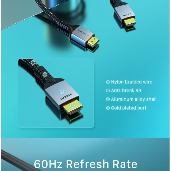 CABLETIME καλώδιο HDMI 2.1 HM8K, 28AWG, 8K/60HZ, 2m, μαύρο