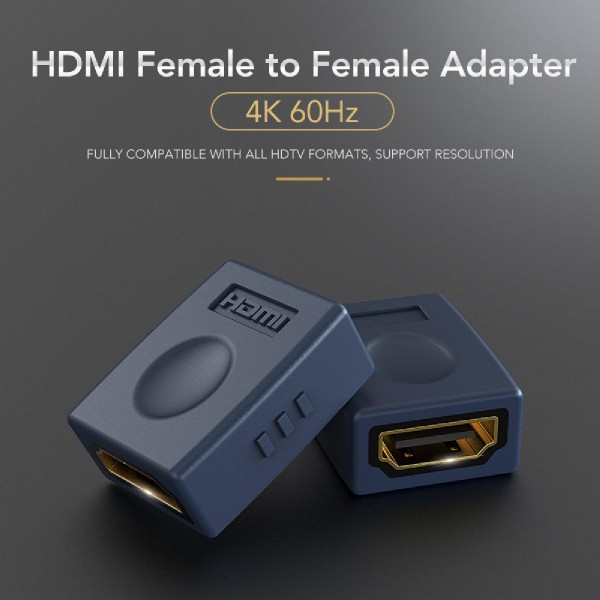 CABLETIME αντάπτορας HDMI F/F AV599, 4K/1080P, gold plated, μπλε