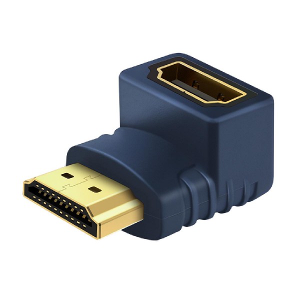 CABLETIME αντάπτορας HDMI M-F AV599, 90Degree(B/B), 4K, μπλε