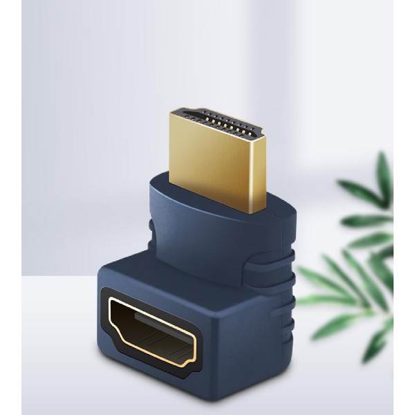 CABLETIME αντάπτορας HDMI M-F AV599, 90Degree(B/B), 4K, μπλε