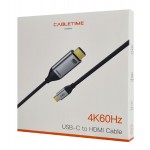 CABLETIME καλώδιο USB-C σε HDMI C160, 4K, gold plated, 3m, μαύρο