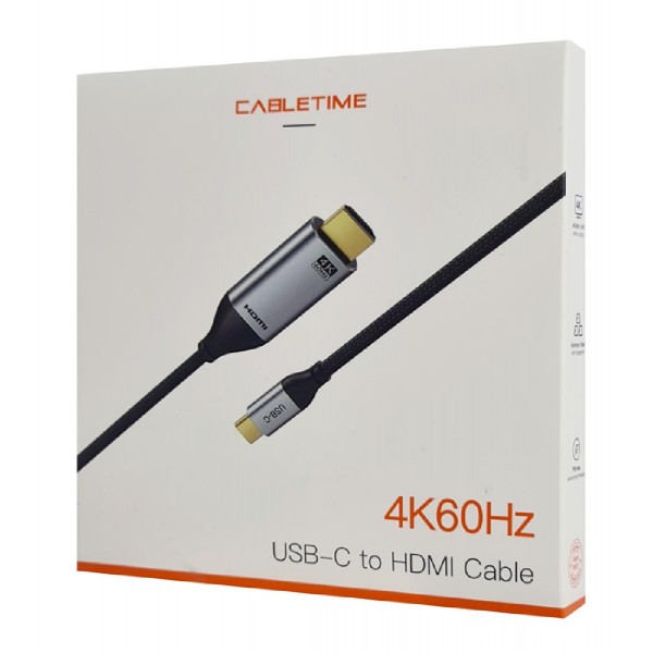 CABLETIME καλώδιο USB-C σε HDMI C160, 4K, gold plated, 3m, μαύρο