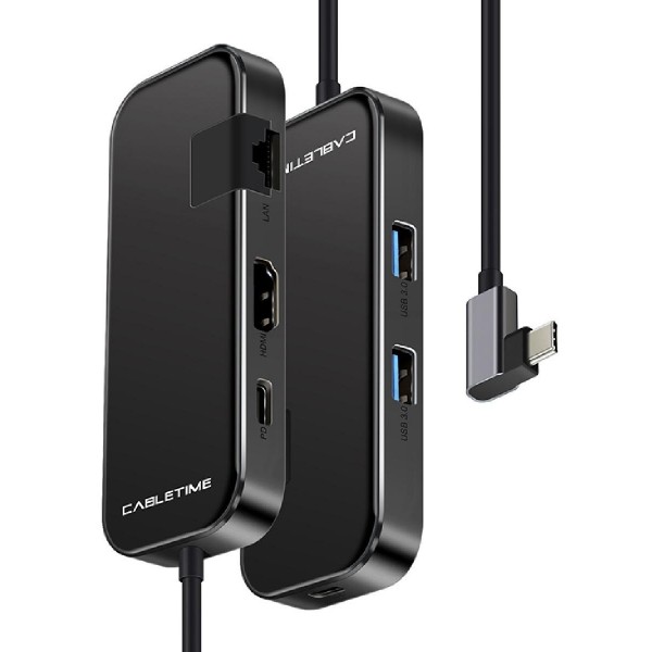 CABLETIME docking station CT-CMHD61G, 6 θυρών, USB-C σύνδεση, 4K, 60W, μαύρο