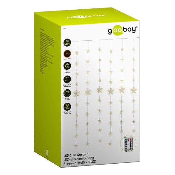 GOOBAY LED λαμπάκια κουρτίνα 57941, 3000K, 6.05m, IP44, 31V, 80 LEDs