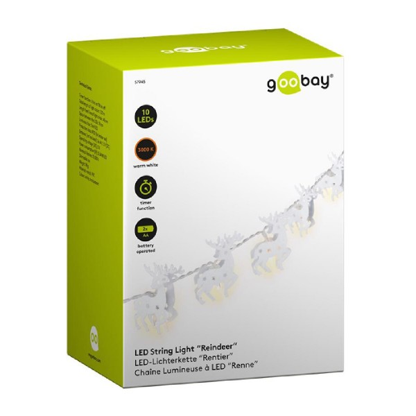 GOOBAY LED λαμπάκια με τάρανδους 57945, 3000K, 1.3m, 5lm, IP20, 10 LEDs