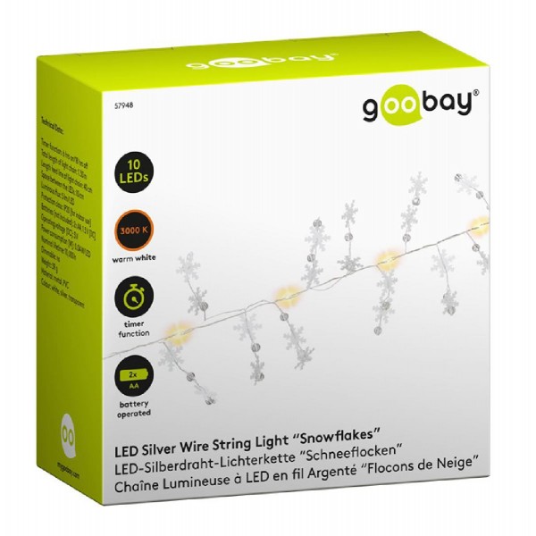 GOOBAY LED λαμπάκια με νιφάδες χιονιού 57948, 3000K, 1.3m, 5lm, 10 LEDs