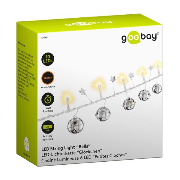 GOOBAY LED λαμπάκια με κουδούνια 57949, 3000K, 1.3m, 5lm, IP20, 10 LEDs