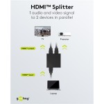 GOOBAY HDMI splitter 58480, 1-in σε 2-out, 4K/30Hz, μαύρο