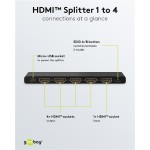 GOOBAY HDMI splitter 58483, 1-in σε 4-out, 4K/60Hz, μαύρο