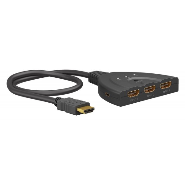 GOOBAY HDMI switch 58488, 3-in σε 1-out, 4K/60Hz, μαύρο