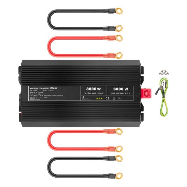 GOOBAY inverter αυτοκινήτου 58892, 12V σε 230V, 3000W, USB 2.1A