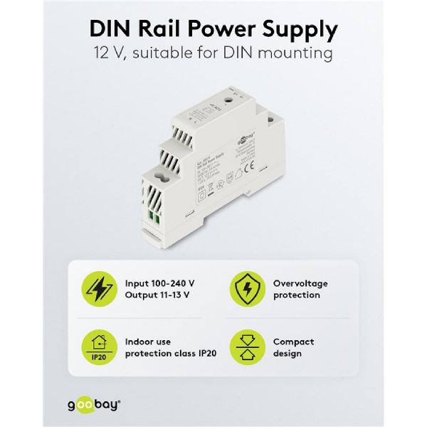 GOOBAY τροφοδοτικό 59573 για DIN rail, 12V/1.25A, 15W, IP20