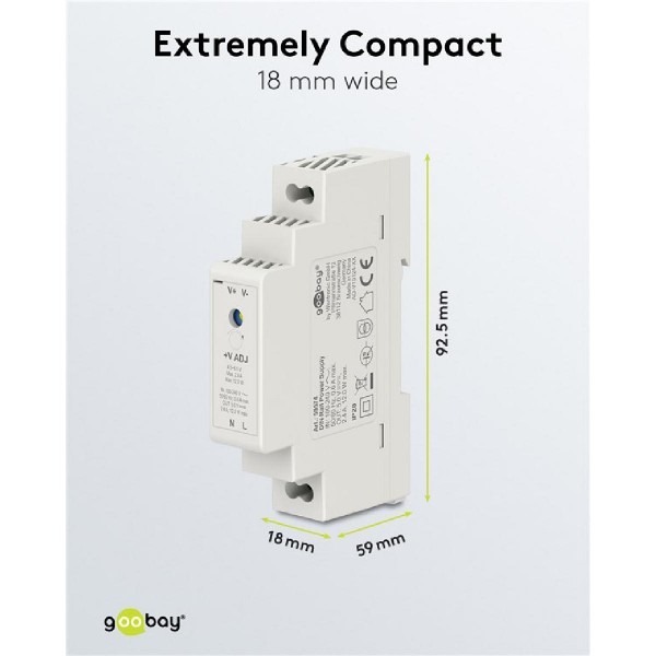 GOOBAY τροφοδοτικό 59574 για DIN rail, 5V/2.4A, 12W, IP20