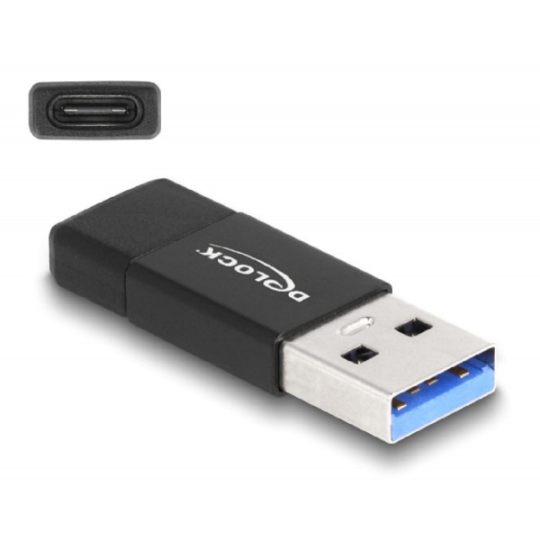 DELOCK αντάπτορας USB 3.2 Gen 2 σε USB Type-C, 10Gbps, μαύρος