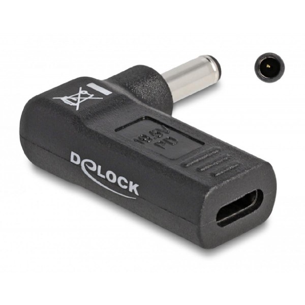 DELOCK αντάπτορας τροφοδοσίας 60007, USB-C σε Dell 4.5x3mm, 90°, μαύρος