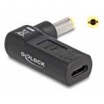 DELOCK αντάπτορας τροφοδοσίας 60011, USB-C σε 5.5x2.5mm, 90°, μαύρος