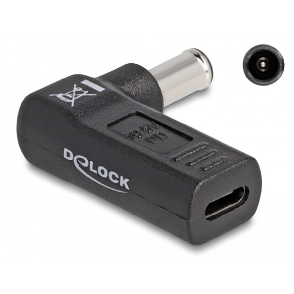 DELOCK αντάπτορας τροφοδοσίας 60014, USB-C σε Sony 6x4.3mm, 90°, μαύρος