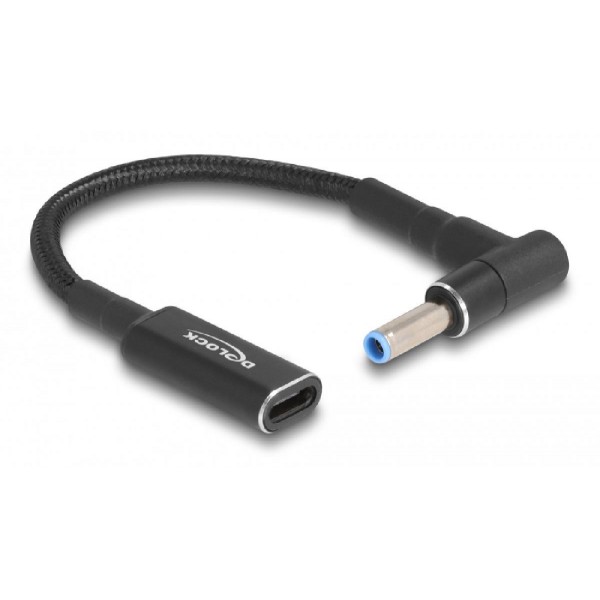 DELOCK καλώδιο τροφοδοσίας 60031, USB-C σε HP 4.5x 3.0mm, 15cm, μαύρο