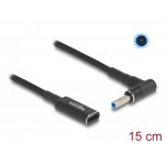 DELOCK καλώδιο τροφοδοσίας 60031, USB-C σε HP 4.5x 3.0mm, 15cm, μαύρο