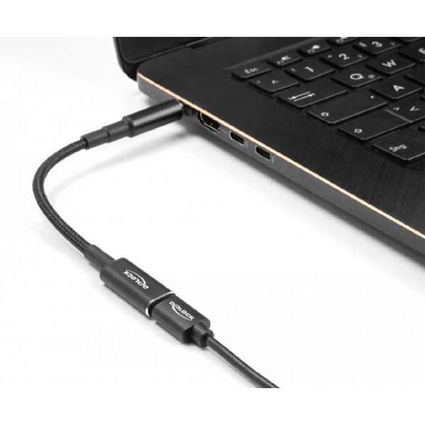 DELOCK καλώδιο τροφοδοσίας 60032, USB-C σε HP 7.4x5.0mm, 15cm, μαύρο