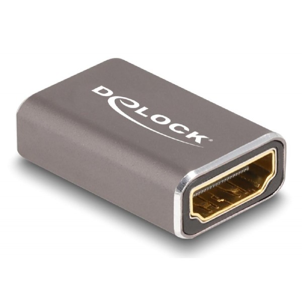 DELOCK αντάπτορας HDMI 60078 με Ethernet, 8K/60Hz, μεταλλικός, γκρι