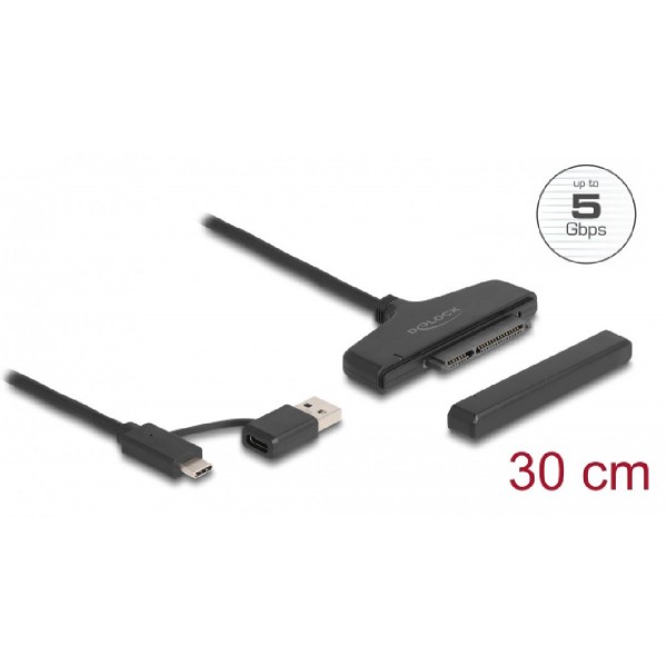 DELOCK αντάπτορας USB/USB-C σε SATA 61042 για 2.5" HDD/SSD, 6Gbps