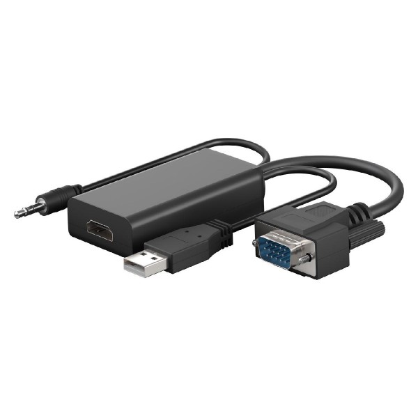 GOOBAY αντάπτορας HDMI σε VGA & 3.5mm 61259, 1080p, μαύρος