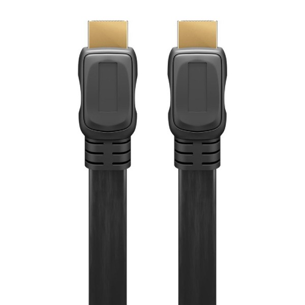 GOOBAY καλώδιο HDMI 2.0 με Ethernet 61278, flat, 18Gbit/s, 4K, 1.5m, μαύρο