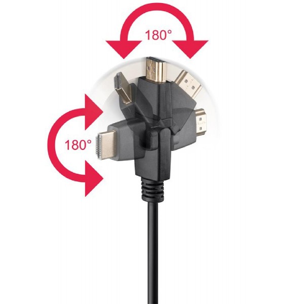 GOOBAY καλώδιο HDMI 61292, Ethernet, 360° βύσμα, 4K, 18Gbit/s, 5m, μαύρο