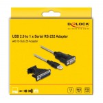 DELOCK καλώδιο USB σε RS-232 DB9 61314 με αντάπτορα DB25, 1.8m, μαύρο