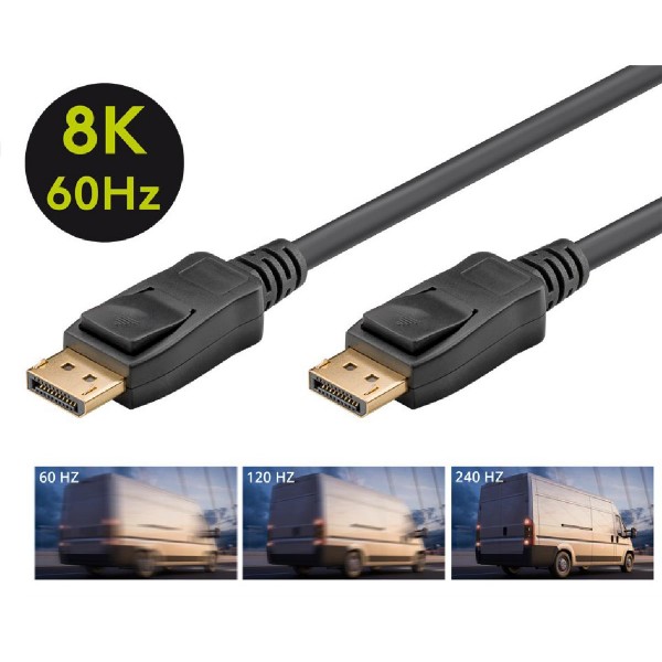 GOOBAY καλώδιο DisplayPort 61696, 8K/60Hz, 32.4 Gbit/s, 1m, μαύρο