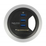 DELOCK USB hub 62869, 3x USB, micro SD & SD, 5Gbps, 60/80mm, μαύρο