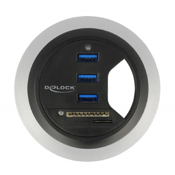 DELOCK USB hub 62869, 3x USB, micro SD & SD, 5Gbps, 60/80mm, μαύρο