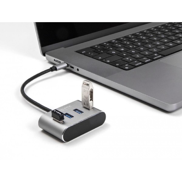 DELOCK USB-C hub 63223, 4x USB 3.2 Gen 1 θύρες, 5Gbps, γκρι