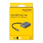 DELOCK USB-C hub 63223, 4x USB 3.2 Gen 1 θύρες, 5Gbps, γκρι