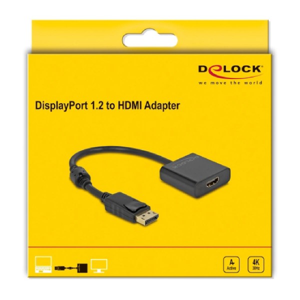 DELOCK αντάπτορας DisplayPort σε HDMI 63585, 4K/30Hz, active, μαύρος