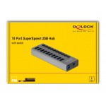 DELOCK hub 10x USB με διακόπτες 63670, USB 3.0, 5Gbps, LED, γκρι