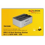 DELOCK docking station 63991, clone function, 2x 2.5/3.5" SSD/HDD, 5Gbps