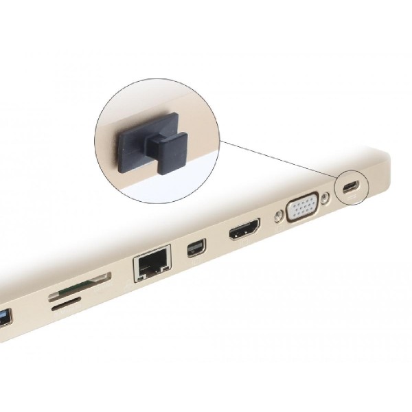 DELOCK κάλυμμα προστασίας για θύρα USB-C 64015 με λαβή, μαύρο, 10τμχ