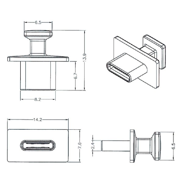 DELOCK κάλυμμα προστασίας για θύρα USB-C 64015 με λαβή, μαύρο, 10τμχ