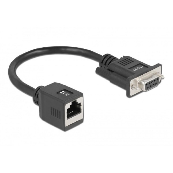 DELOCK αντάπτορας από serial DB9 RS-232 σε RJ45, μαύρος