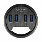 DELOCK USB hub 64153, 4x USB 3.2 Gen 1, 5Gbps, 60mm, μαύρο