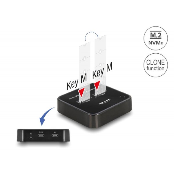 DELOCK docking station 64177, clone function, 2x M.2 NVMe 10 Gbps, μαύρο