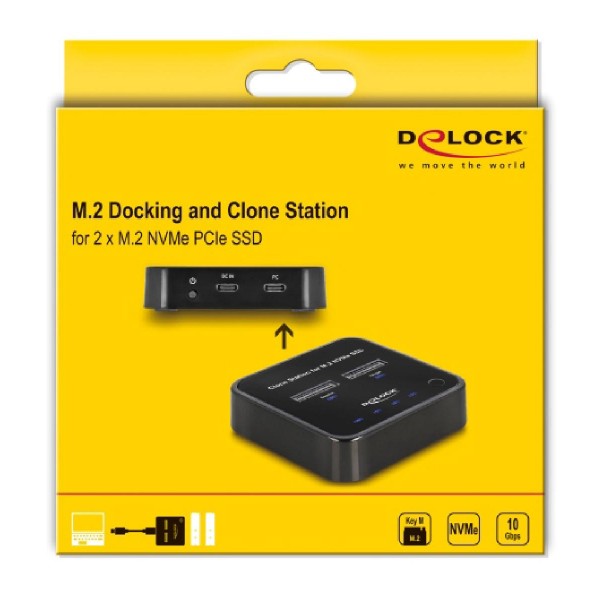 DELOCK docking station 64177, clone function, 2x M.2 NVMe 10 Gbps, μαύρο