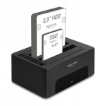 DELOCK docking station 64187, clone/erase function, 2x SSD, 5Gb/s, μαύρο