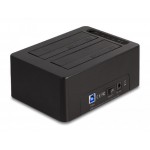 DELOCK docking station 64187, clone/erase function, 2x SSD, 5Gb/s, μαύρο