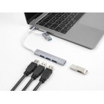 DELOCK USB hub 64214, 4x USB θύρες, USB & USB-C σύνδεση, γκρι