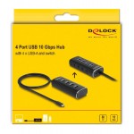 DELOCK USB-C hub 64233 με διακόπτες, 4x USB θύρες, 10Gbps, μαύρο